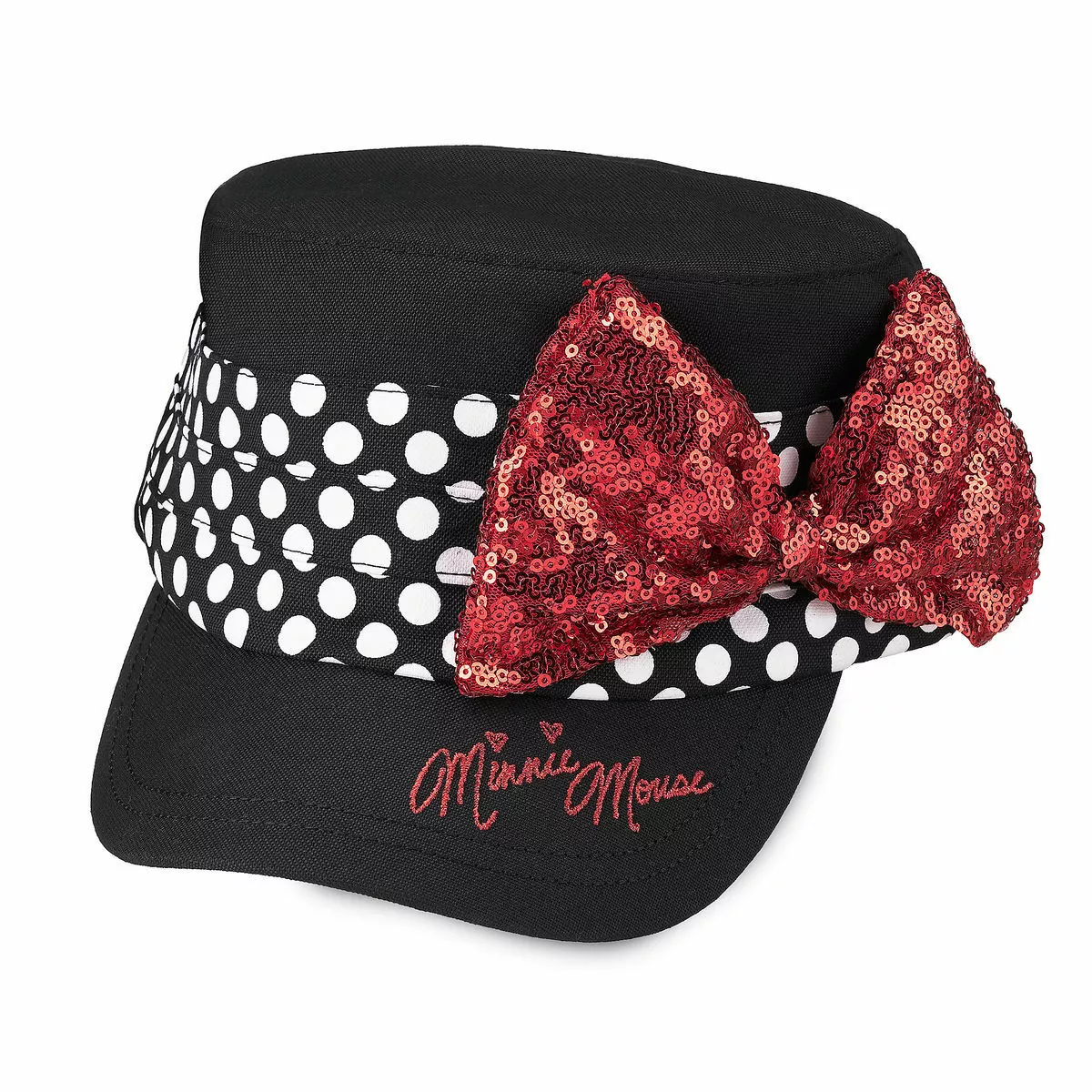Disney Hat - Baseball Cap - Minnie Mouse Flat Top - Sequined Bow 1 Disney Hat - Baseball Cap - Minnie Mouse Flat Top - Sequined Bow