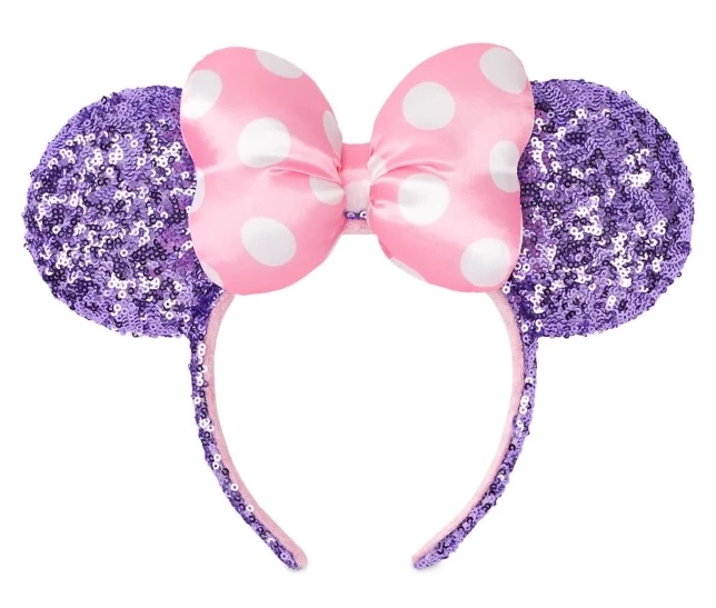 Disney Ears Headband - Minnie Mouse Sequined - Lavender & Pink 1 Disney Ears Headband - Minnie Mouse Sequined - Lavender & Pink
