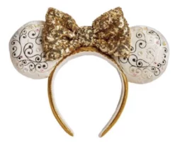 Disney Ears Headband - 50th Anniversary - Gold & White - Light Up